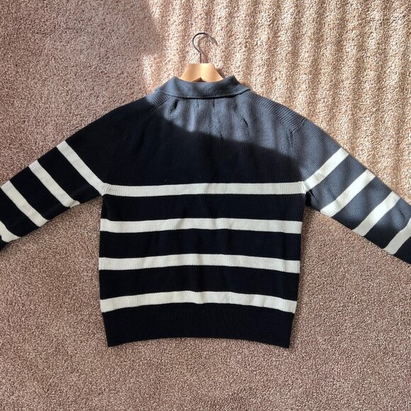 H&M Mens Loose Fit Half-zip Polo Sweater Navy/White - USED SMALL - Picture 2 of 6